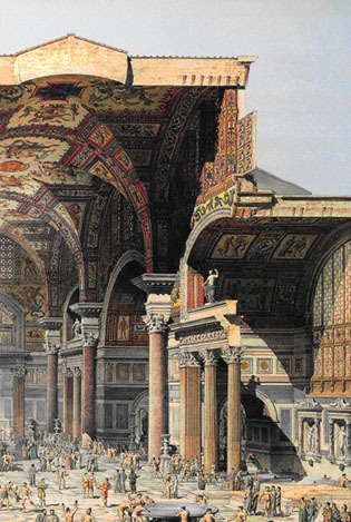 Edmond Paulin's fantastical recreation of the Frigidarium in the Baths of Diocletian (detail)