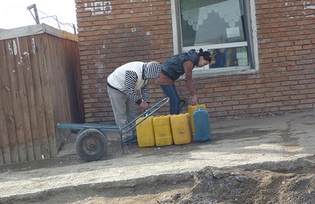 Water station in the Ger district - people living there have no running water or plumbing   Photo M F Rendeiro