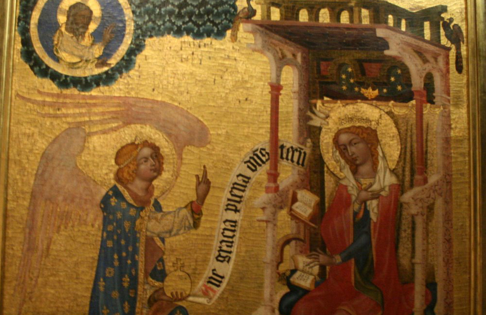 The Annunciation: The Master of Vyšší Brod,  c.1350. National Gallery Prague Image courtesy Fulvio Picasaweb