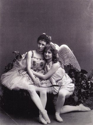 Mathilde Kschessinska and Vera Trefilova as Flora and Cupid in the Awakening of Flora, Peterhof, 1894