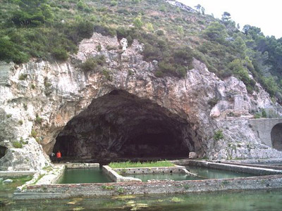 External view of the grotto of Tiberius