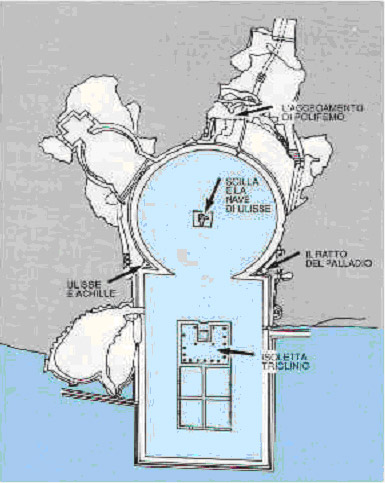 Plan of the grotto with the sites of the various sculptural groups Plan of the grotto with the sites of the various sculptural groups