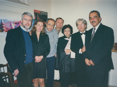 From left to right – Composer J.Clark, wife M.Vysotskaya, FaKa, son Azhdar, sister Zulejha, conductor, sister's husband E.Bagirov, tarist M.Müslümov.