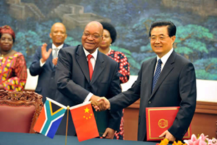 Jacob Zuma, President of South Africa and Hu Jintao, President of the People's Republic of China