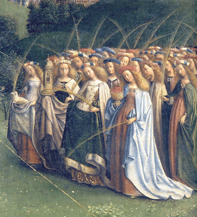The female saints carrying the palm of victory : detail
