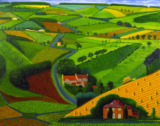 David Hockney The Road Across the Wolds, 1997 Oil on canvas 121 x 152 cm Private Collection Copyright David Hockney Photo credit: Steve Oliver 