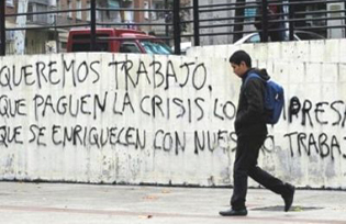 Graffiti in Spain protesting against the crisis and austerity measures