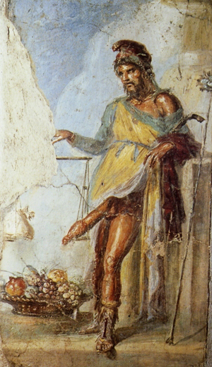 Priapus weighing his penis
