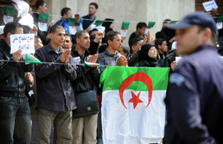Protesters in Algeria