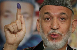 Afghan President Hamid Karzai after voting