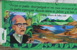 Mural outside Fr. Lorenzo's church in Santa Rosa de Lima, El Salvador. Photo by John Cavanagh