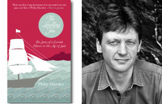 The author Philip Marsden and the cover of "The Levelling Sea"