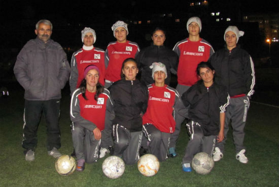 The Hakkari women's team with their coach