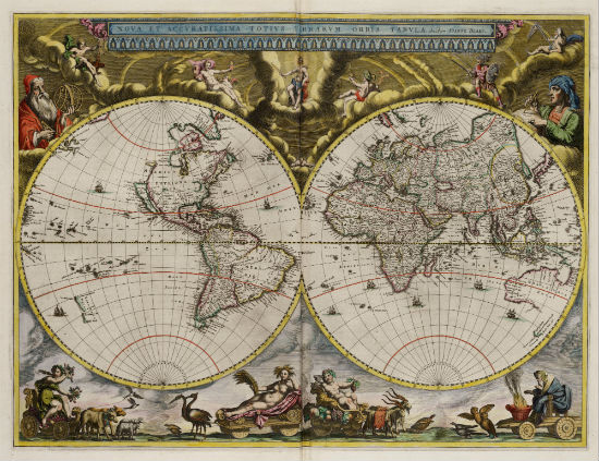 Joan Blaeu's world map from the Atlas Maior 1664 edition.