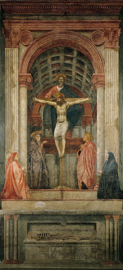 The Holy Trinity, with the Virgin and Saint John and donors is a fresco by the Early Italian Renaissance painter Masaccio. It is located in the Dominican church of Santa Maria Novella, in Florence.