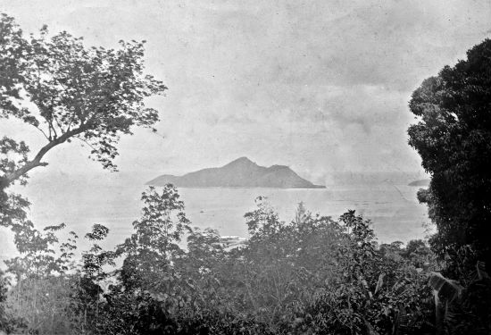 Easterly view of the Indian Ocean from the Conor garden above Port Victoria on Mahe