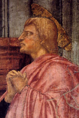 John the Evangelist in Masaccio's Trinity (detail)