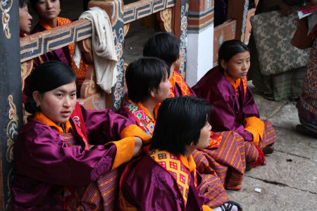 The spectacle of colour and costume by the local Bhutanese in Trongsa - © Aaron Carpené