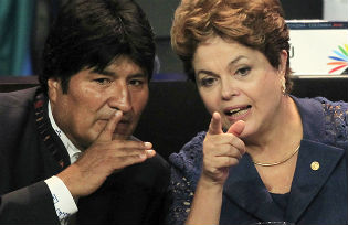 Evo Morales, President of Bolivia and Dilma Rousseff, President of Brazil