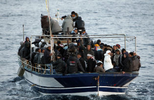 Migrants leaving North Africa for Europe
