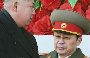 North Korean leader Kim Jong Eun with his uncle Jang Sung Taek 