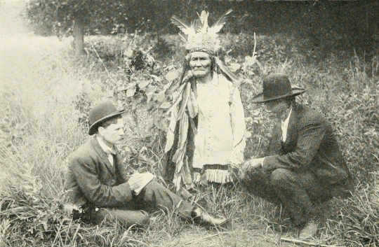 Geronimo with Stephen M. Barrett and Asa Adklugie dictating his auto-biography, as pictured in the book itself.