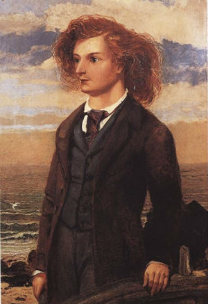 Portrait of Swinburne by William Scott Bell, painted in 1860 when Swinburne was just 23 years old, 6 years before he'd publish his first book of poems.