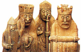 Varangian chess pieces - Varangian was the name given to the Vikings who between the 9th and 11th centuries ruled the medieval state of Rus.  A group of Varangians known as the Rus settled in Novgorod in 862 under the leadership of Rurik.