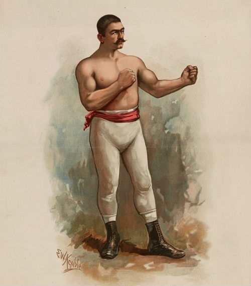 “John L. Sullivan champion pugilist of the world” – an E.W. Kemble from 1883 the year that Sullivan began his tour of America