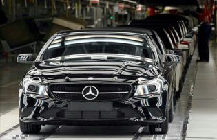 A Mercedes assembly line