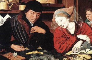 The Banker and His Wife (XVIth c) Marinus van Reymerswaele (c.1490–c.1546) Musée des Beaux-Arts (Valenciennes). Font: Wikimedia Commons