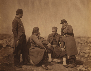 French soldiers standing by a group of Zouaves, 1855. Image courtesy Library of Congress French soldiers standing by a group of Zouaves, 1855. Image courtesy Library of Congress