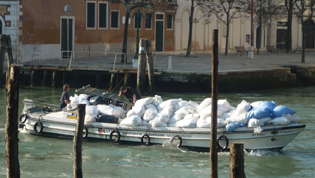 Hotel laundry in transit – Photo Gill McBride Hotel laundry in transit – Photo Gill McBride