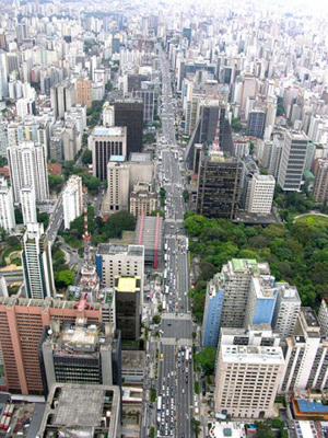 Cutting through Sao Paulo - an aerial view of the Avenida Paulista Cutting through Sao Paulo - an aerial view of the Avenida Paulista