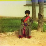 [Isfandiyar, Khan of the Russian protectorate of Khorezm(Khiva), full-length portrait, seated outdoors]