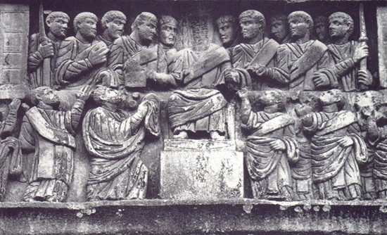 "Largitio" on the north face, right side of the Arch of Constantine (Rome) "Largitio" on the north face, right side of the Arch of Constantine (Rome)