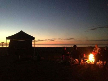 Evening campfire on the shores of Lake Torrens - Photo © Alastair Wood