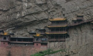 The Hanging Temple in the province of Datong. Built 1400 years ago, it unites Buddhism, Taoism and Confucianism.