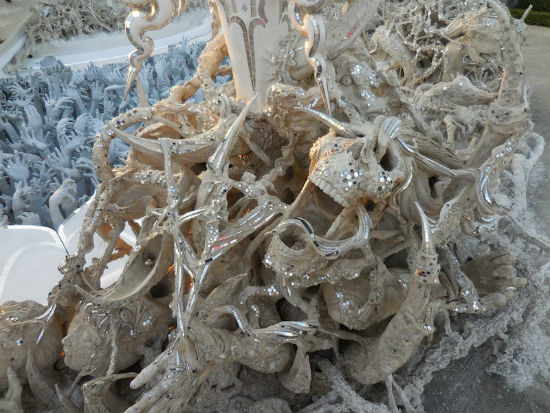 Glitter skulls and reaching hands