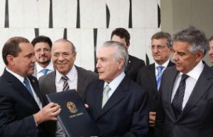 Michel Temer receives notification of his inauguration as interim president sent by the Senate